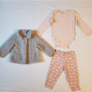 Carter's Baby Girl 24 Month Coat, Onesie, Pant Set